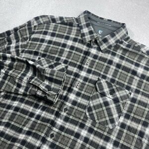 KUHL Dillingr Flannel Shirt Men's Size XL Long Sleeve Button Up Gray Plaid